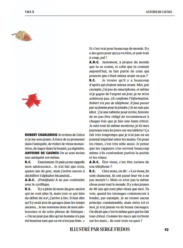 interview de Robert Charlebois par Antoine de Caunes illustrations Serge Fiedos